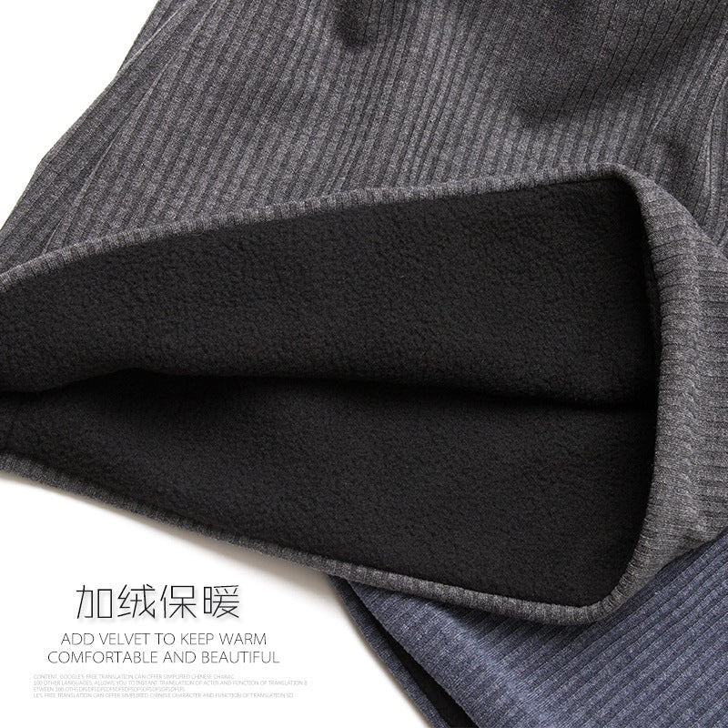Unisex Fleece-Lined Knitted Solid Color Winter Hat Men Women