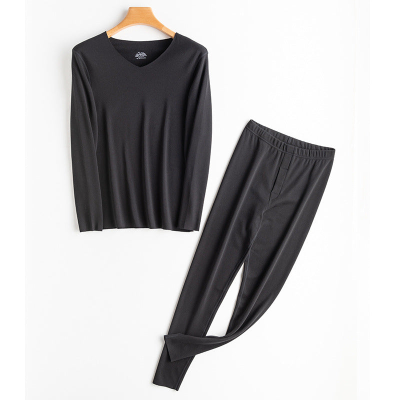Men’s Double-Sided V-Neck Thermal Set – Thick Fleece-Lined Autumn