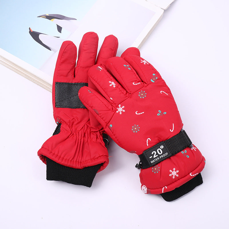 Kids Winter Ski Gloves – Thick Velvet Outdoor Gloves