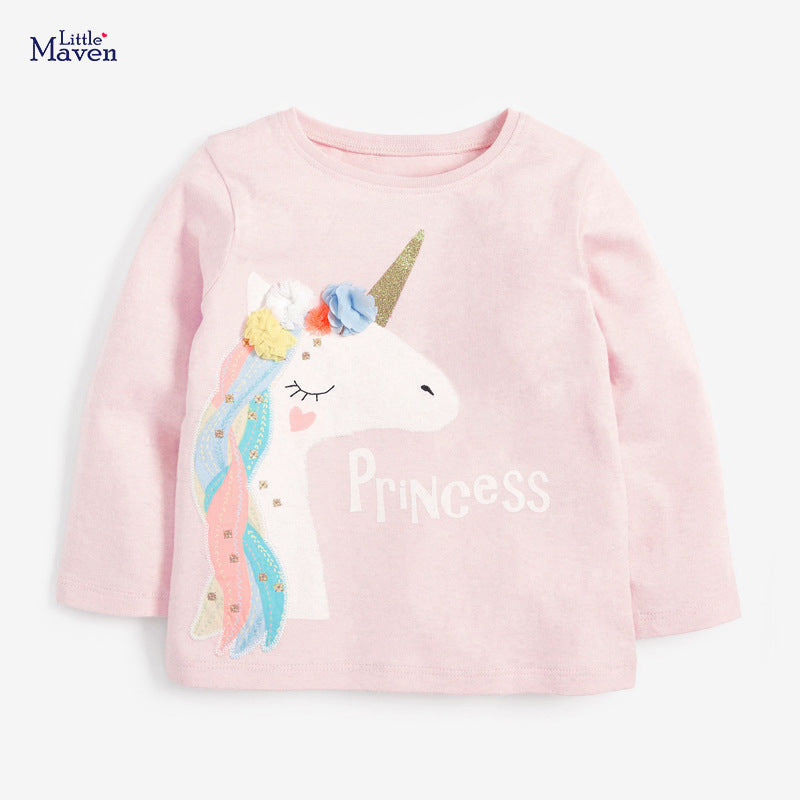 Unicorn Girls’ Long-Sleeve T-Shirt Autumn New