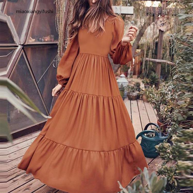 2025 Autumn Retro Plus-Size Elegant Flared Dress