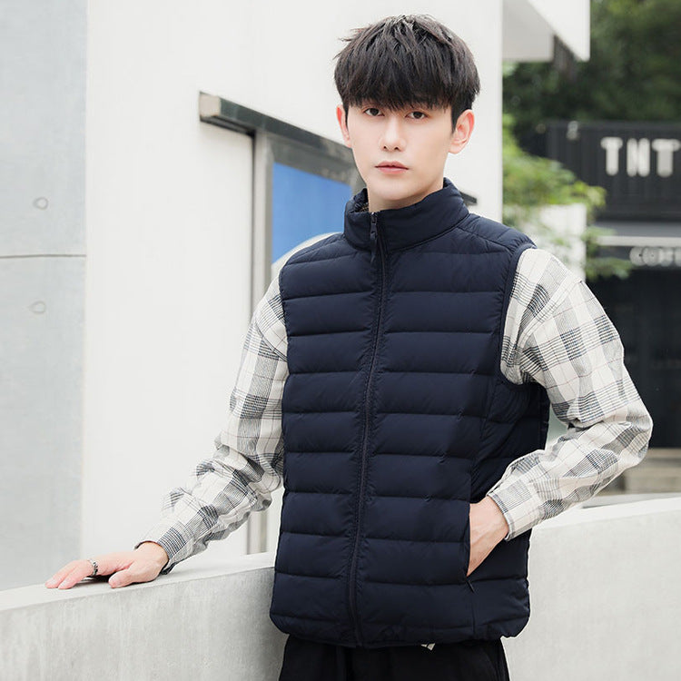 Men’s Lightweight Down Vest – Double-Layer Seamless 90% Duck