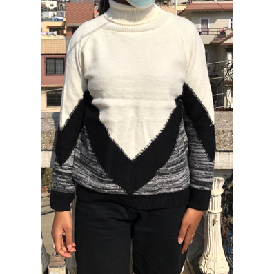 INSTOCK-High-necked color-blocking bottoming sweater