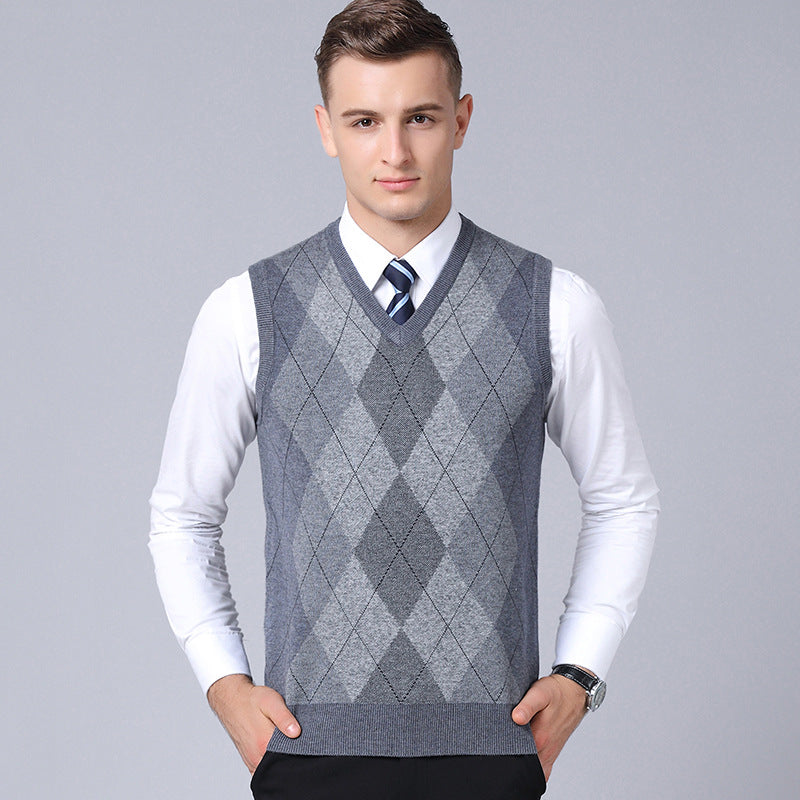 Men's Thick V-Neck Sweater Vest – Autumn Winter Knitwear