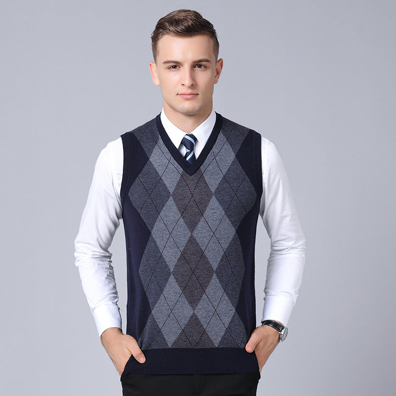 Men's Thick V-Neck Sweater Vest – Autumn Winter Knitwear