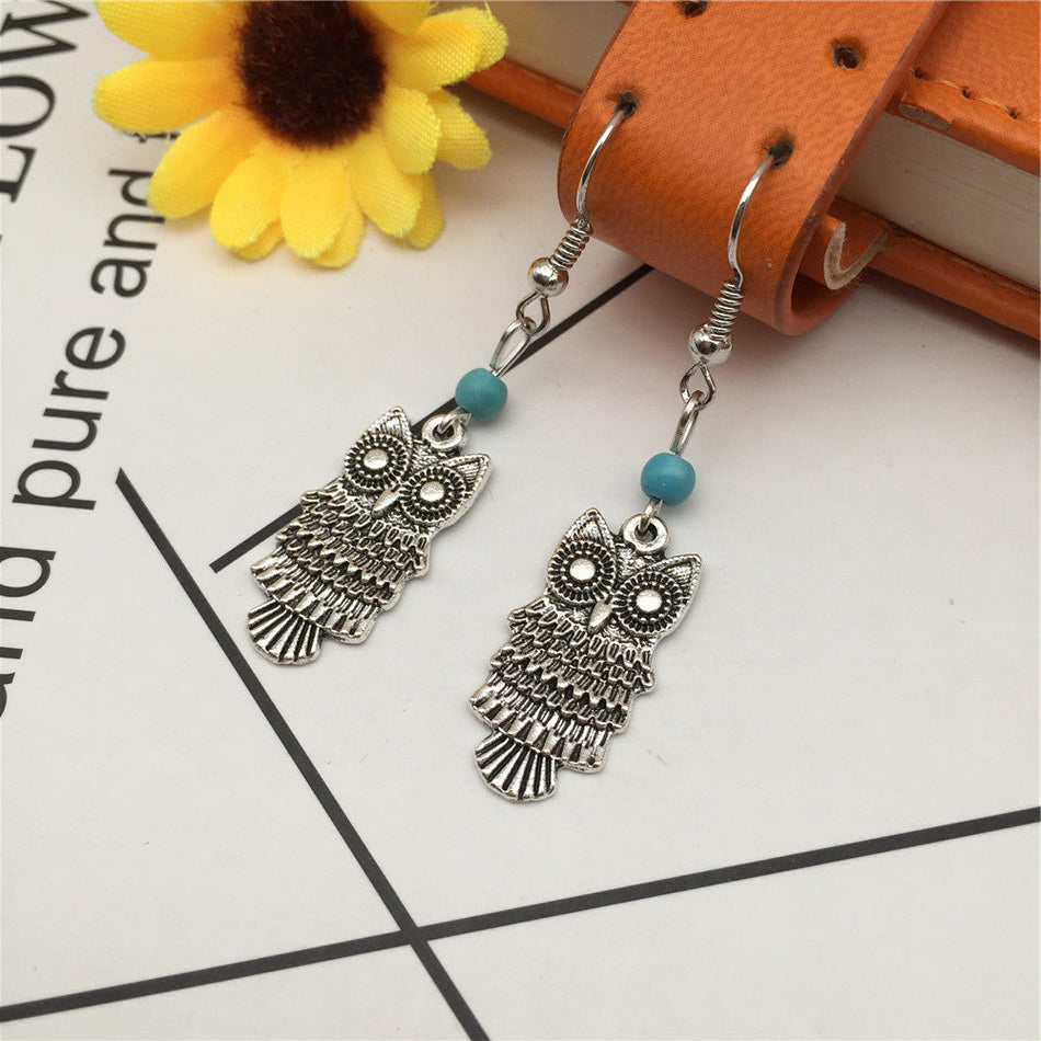 Vintage Boho Earring Set – Leaf, Owl & Stone Designs