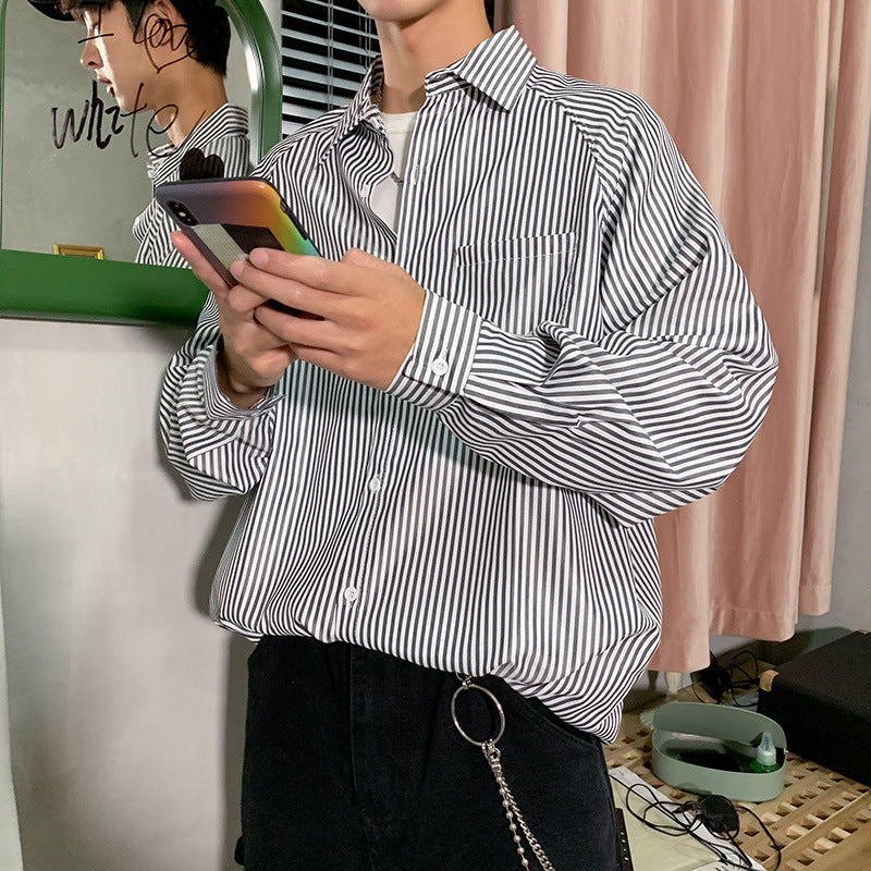 triped Korean Shirt – Artsy, Unisex & All-Season Cool