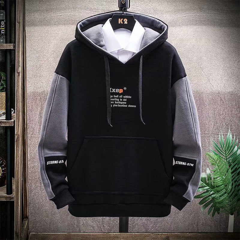 Men’s Korean-Style Pullover – Thick Autumn-Winter Hooded