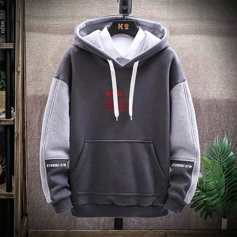 Men’s Korean-Style Pullover – Thick Autumn-Winter Hooded