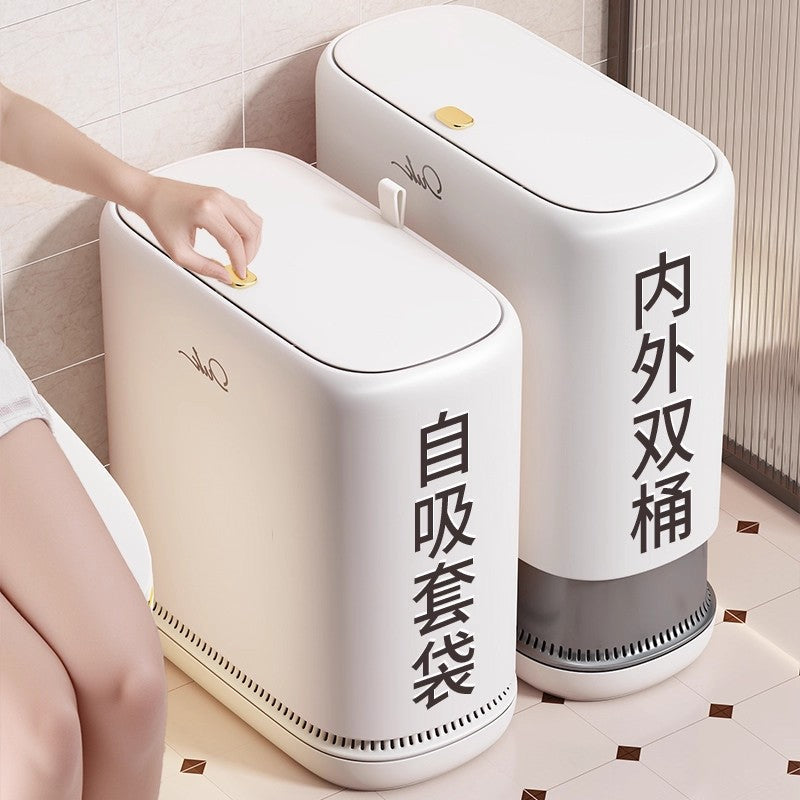 Large Capacity Trash Can for Bathroom Kitchen Narrow Bin Box