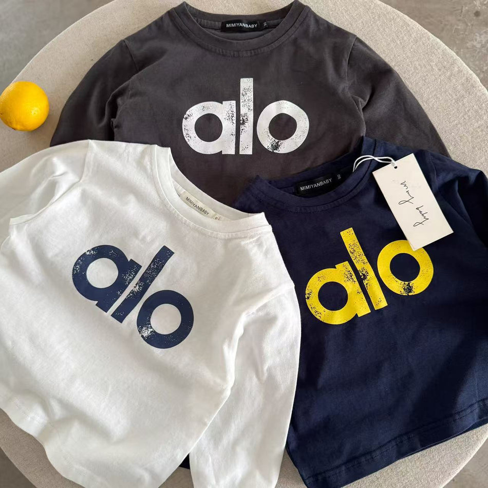 Kids Long Sleeve Cotton T-Shirt Letter Print Top