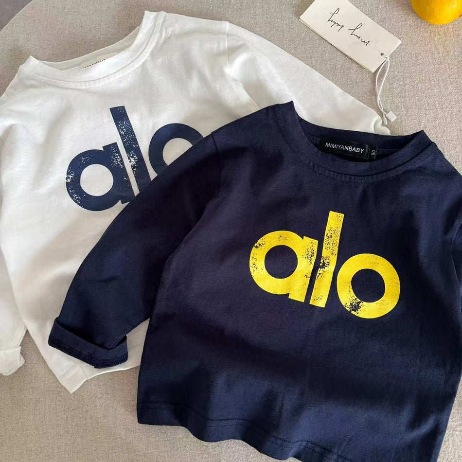 Kids Long Sleeve Cotton T-Shirt Letter Print Top