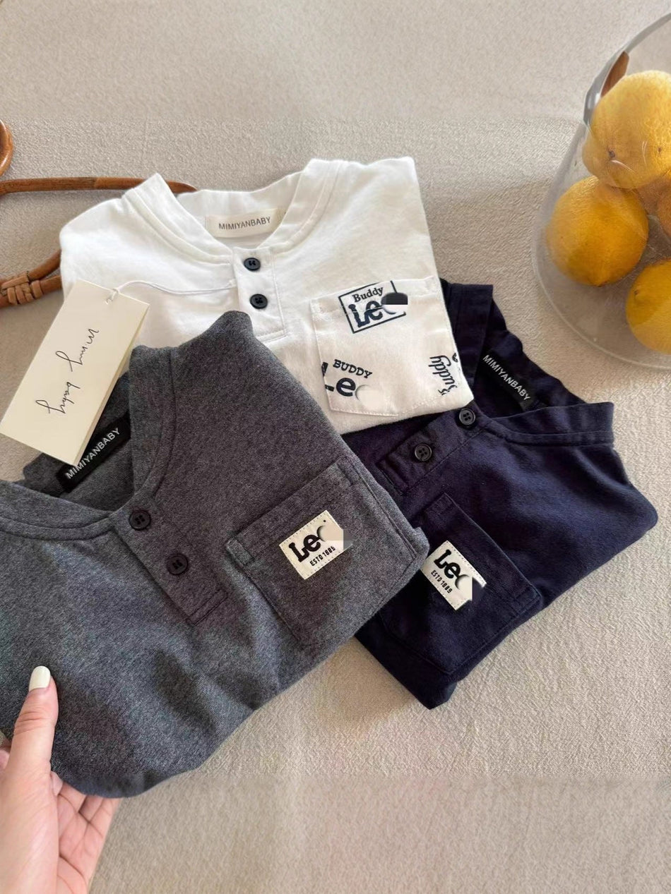 Kids Long Sleeve Polo Cotton Shirt Japanese Style