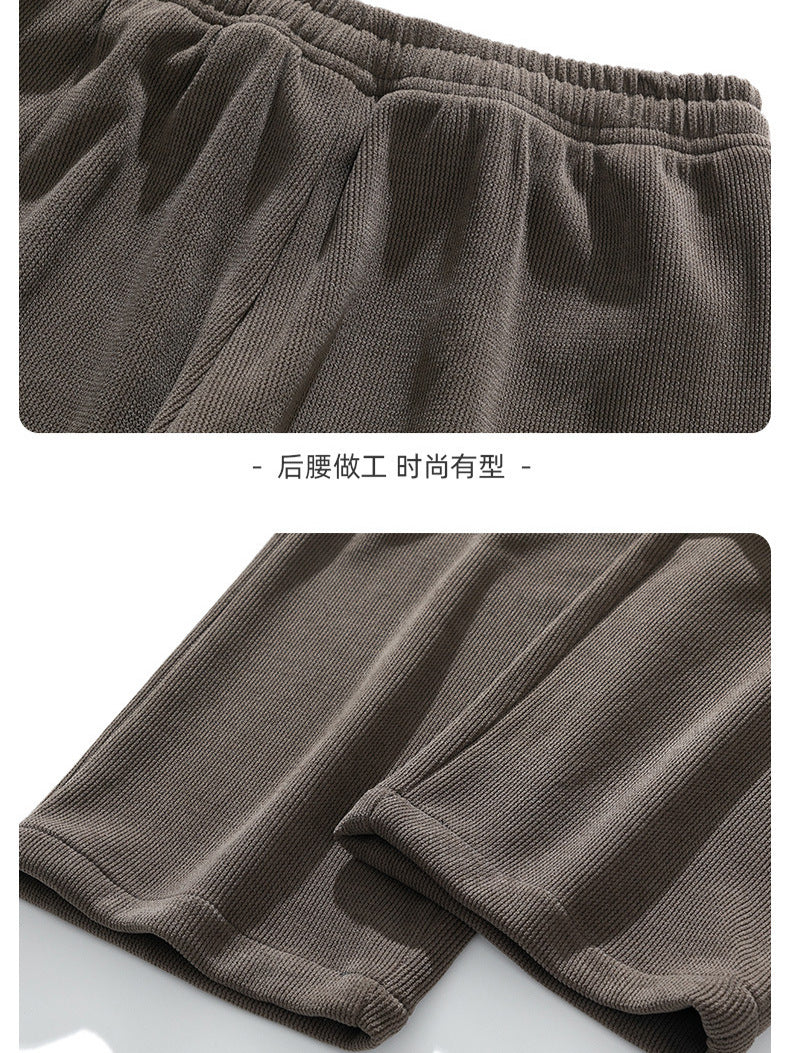 Men’s Corduroy Fleece Pants – Loose Casual Trousers