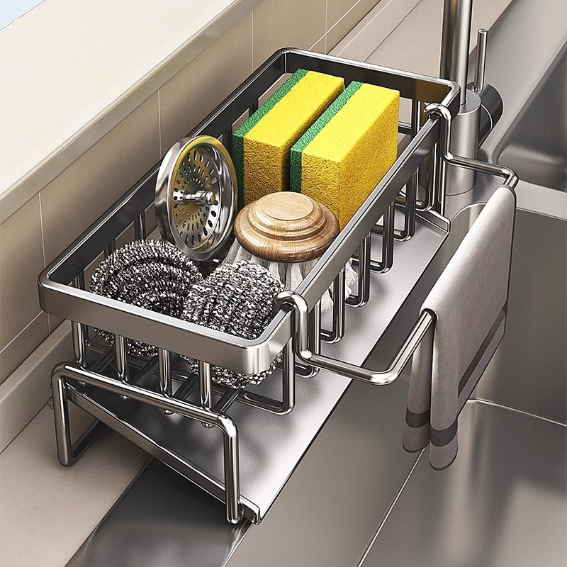 Kitchen Sink Rack Faucet Rag Detergent Storage Tray Organize