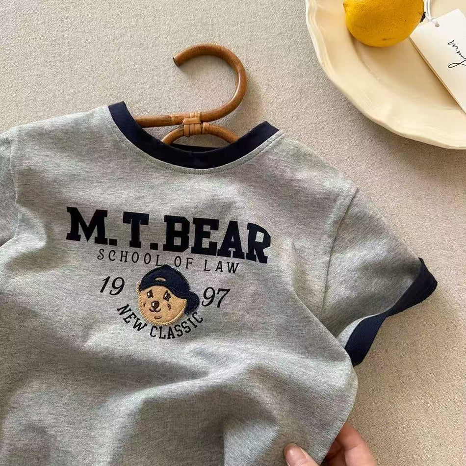 Summer 2026 Kids' Bear Cotton T-Shirt - Thin & Breathable