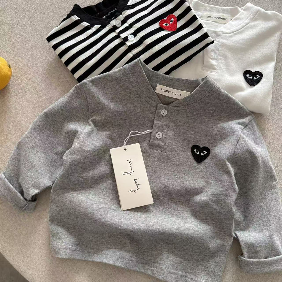 Trendy Heart Striped Long-Sleeve Top - 2026 Spring/Fall