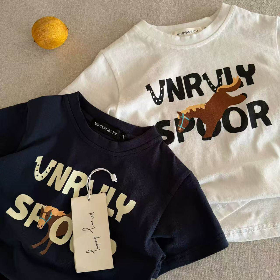 2026 Summer Kids' Letter Print Pure Cotton T-Shirt