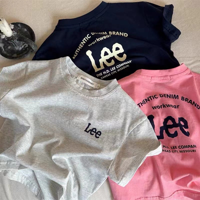 2026 Kids' Letter Print "Tide" Base T-Shirt - Spring/Summer