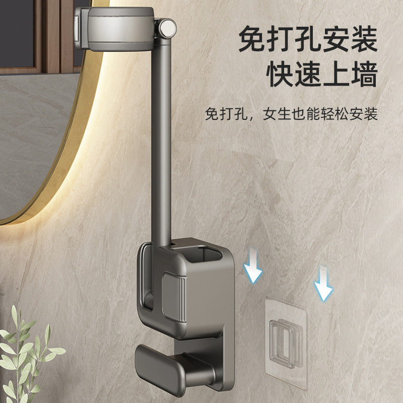 Wall Mounted Hair Dryer Storage Rack Bathroom Free Install