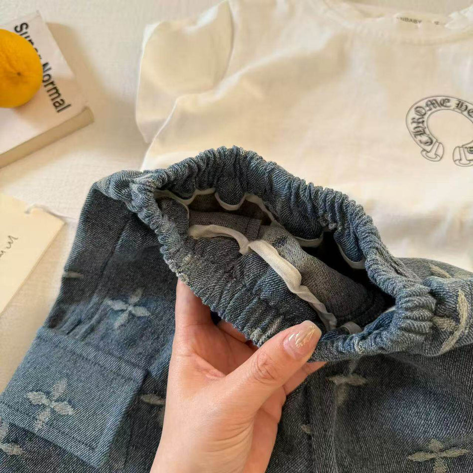 Kids Denim Shorts Korean Style Summer Pocket Pants