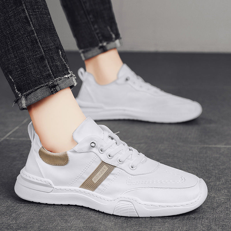 Youth Korean-Style White Casual Lace-Up Sneakers
