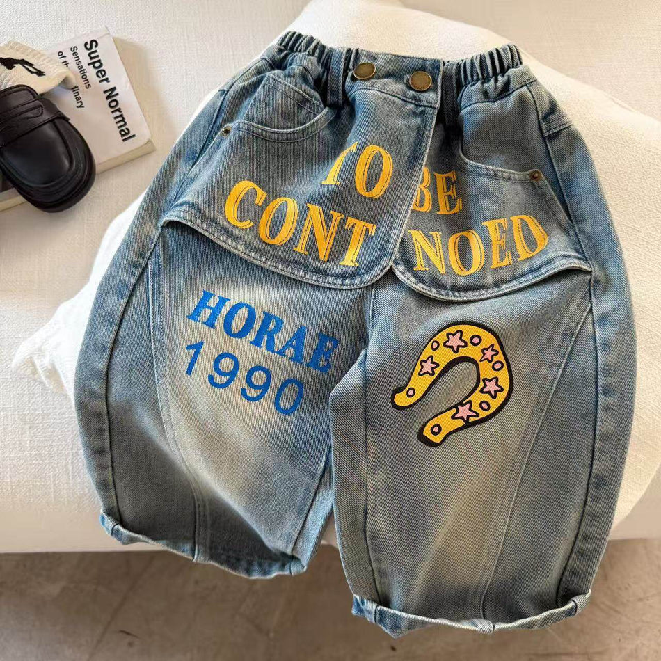 Kids Printed Street Style Jeans Spring & Summer Pants