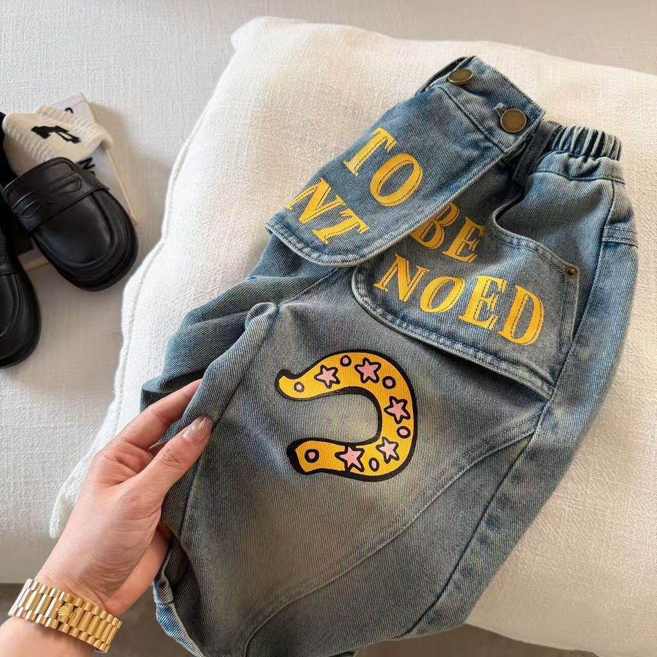 Kids Printed Street Style Jeans Spring & Summer Pants