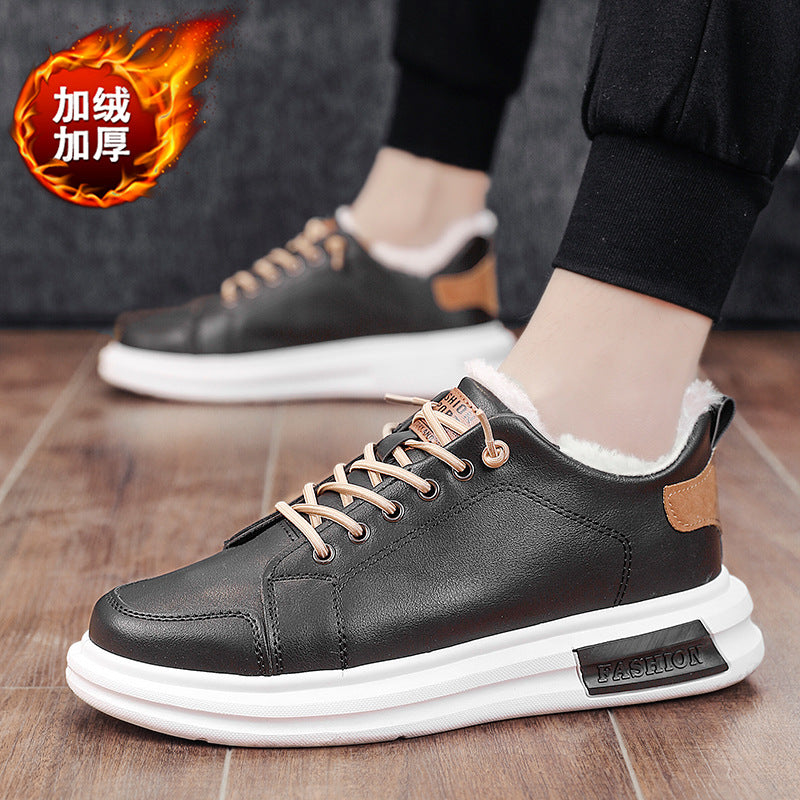 Men’s Autumn & Winter Velvet Cotton Leather Sneakers