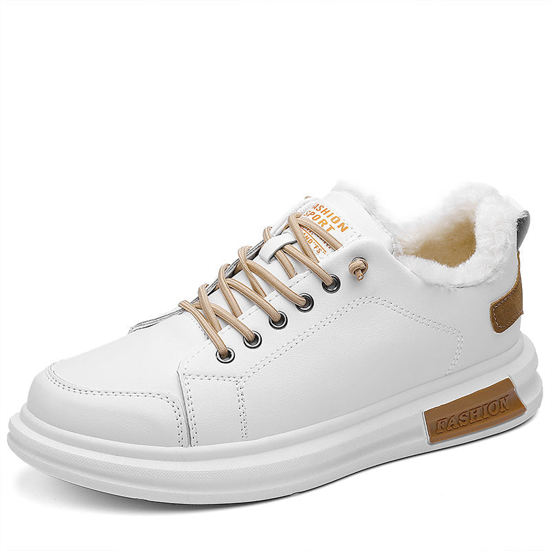 Men’s Autumn & Winter Velvet Cotton Leather Sneakers