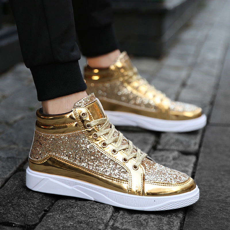 Men’s High-Top Korean Sequined Disco Shoes – 5892