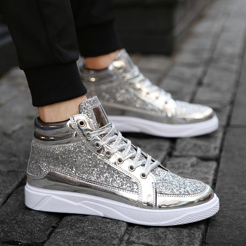 Men’s High-Top Korean Sequined Disco Shoes – 5892
