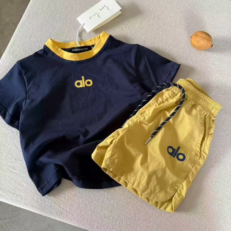 STOCK-Kids Summer Color-Block Shorts & T-Shirt Set