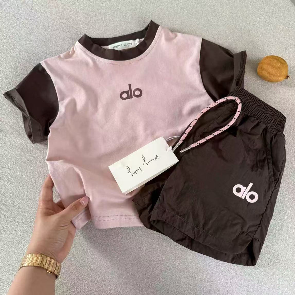Kids Summer Color-Block Shorts & T-Shirt Set