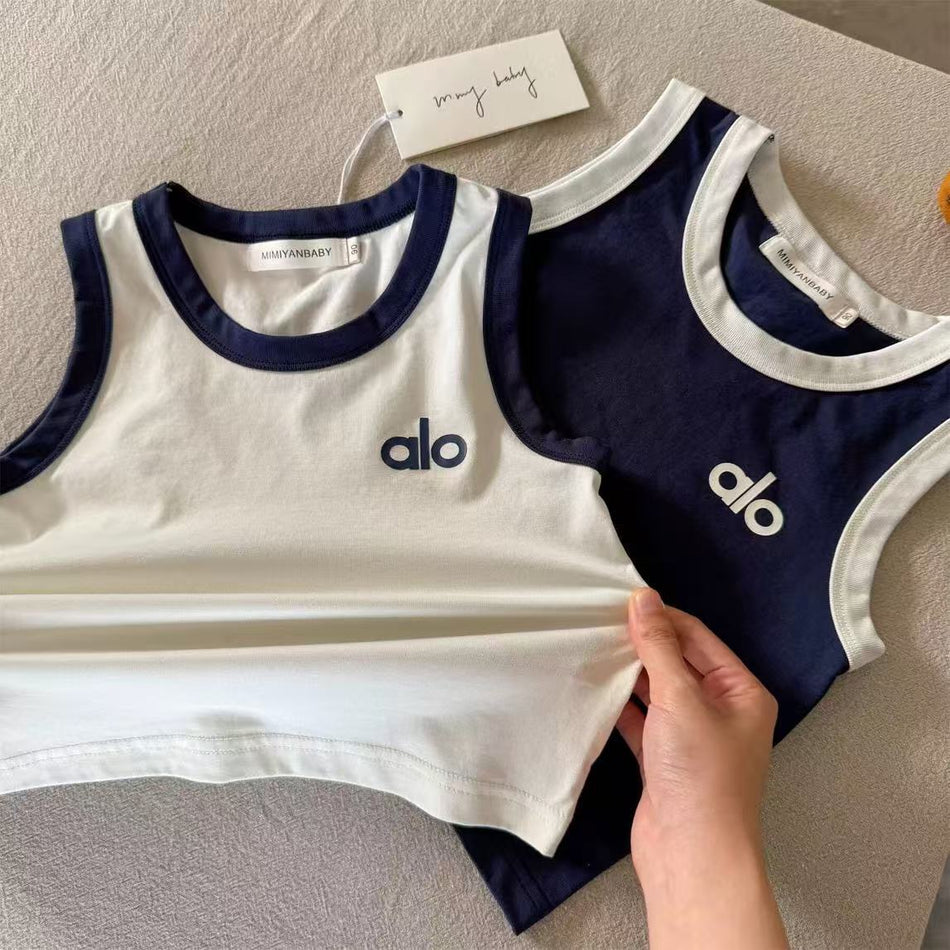Kids Color-Block Cotton Vest & Shorts Set Summer