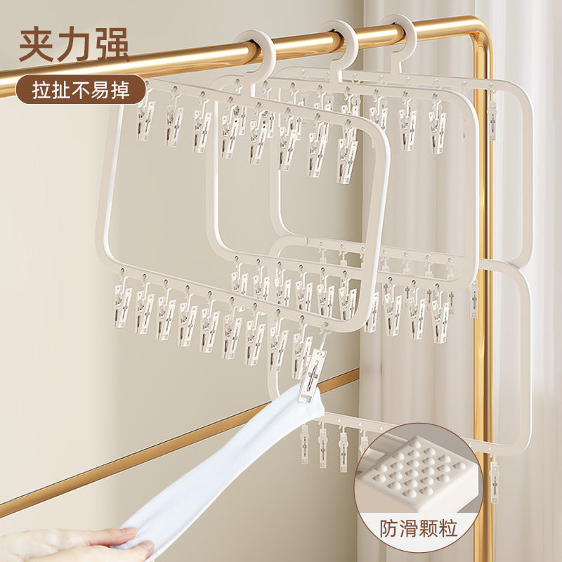 Socks Drying Rack Multi Clip Windproof Hanger Balcony Storage