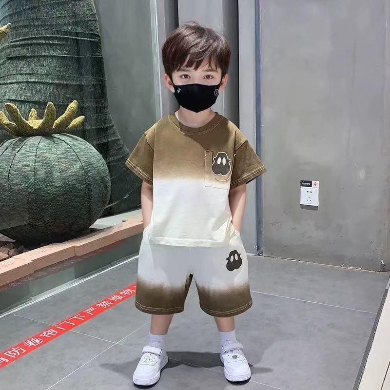 Kids Gradient Pullover & Shorts Summer Two-Piece Set