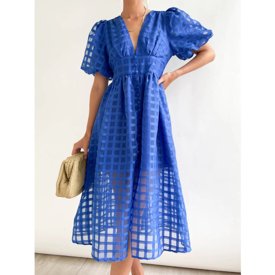 2026 Multi-Color Lantern Sleeve Party Dress - INS Casual Fashion