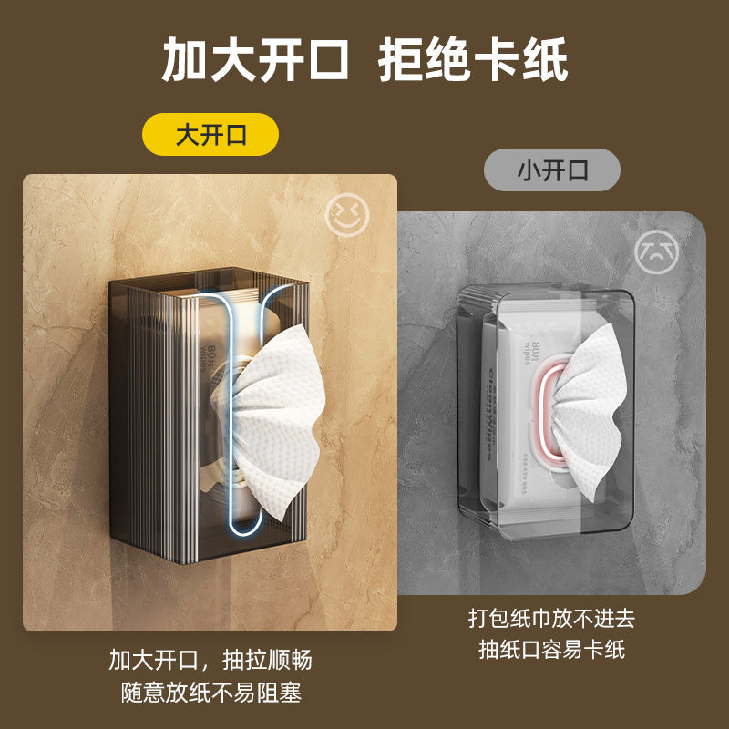 Wall Mounted Tissue Box Punch Free Upside Down Storage Holder