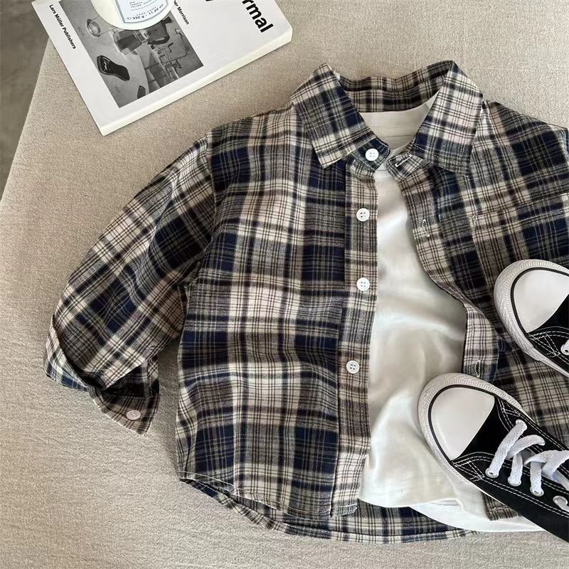 Kids Plaid Long-Sleeve Shirt Spring & Autumn 2026