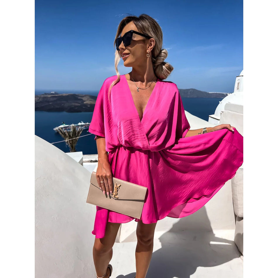 2026 Satin Loose Holiday Dress - Amazon INS Style Casual Vacation