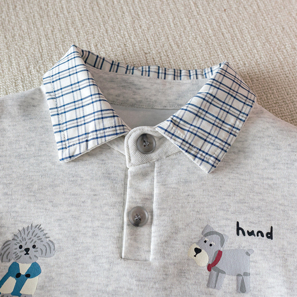 Kids Cartoon Fake Two-Piece Long-Sleeve Shirt 2026