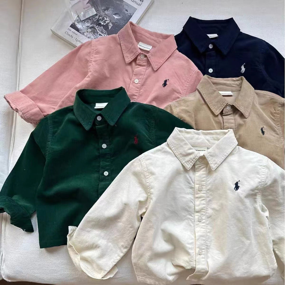 Kids Embroidered Cotton-Linen Long-Sleeve Shirt 2026