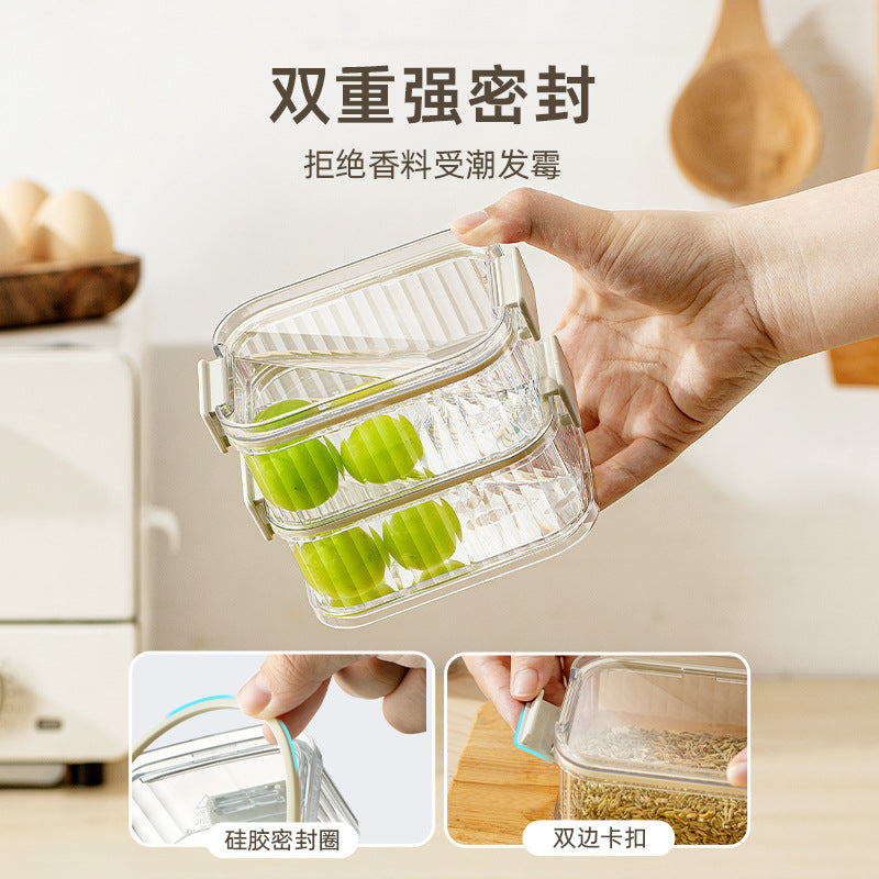Sealed Seasoning Storage Box Spice Jar Set Kitchen Organizer