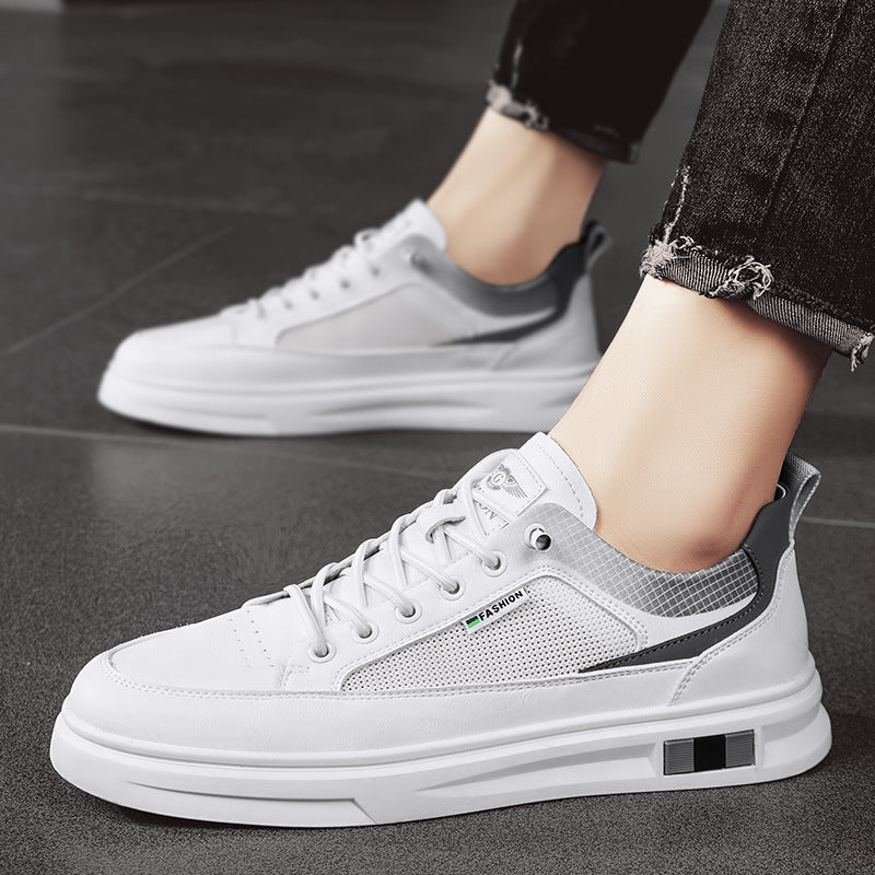 Men’s Mesh Breathable Slip-On White Sneakers – Summer