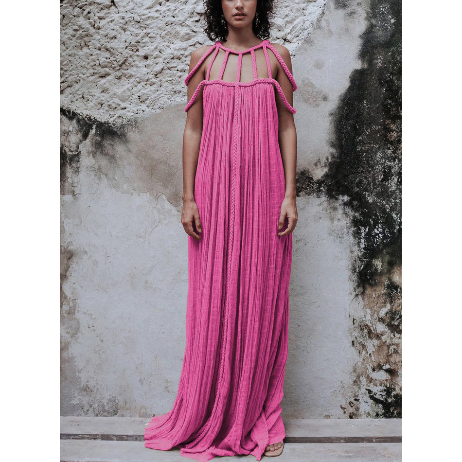 2026 Drawstring Multi-Color Holiday Dress - INS Leisure Loose