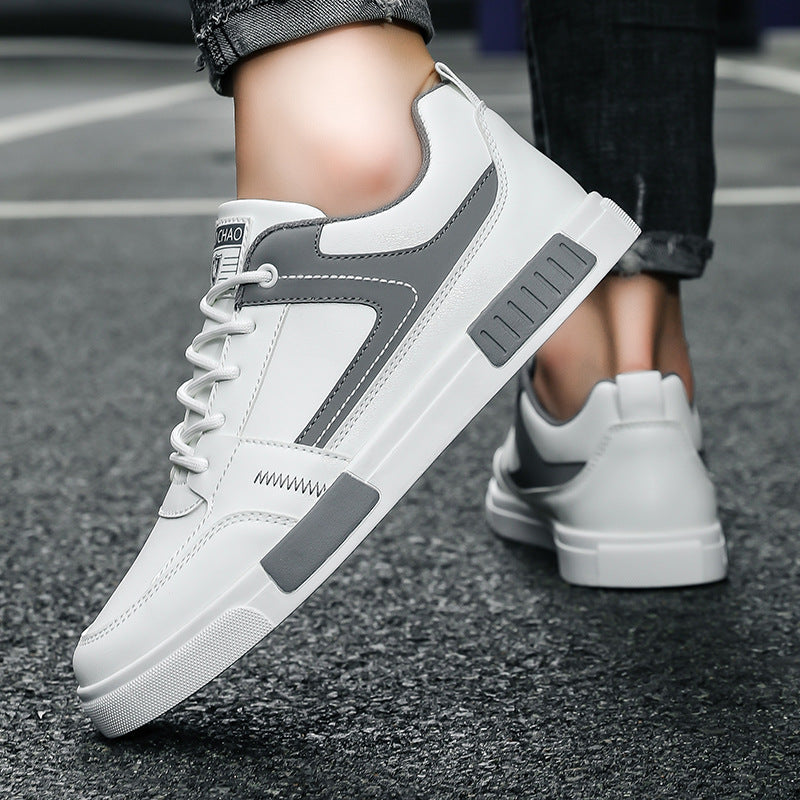 Men’s Large-Size Leather Casual White Sneakers