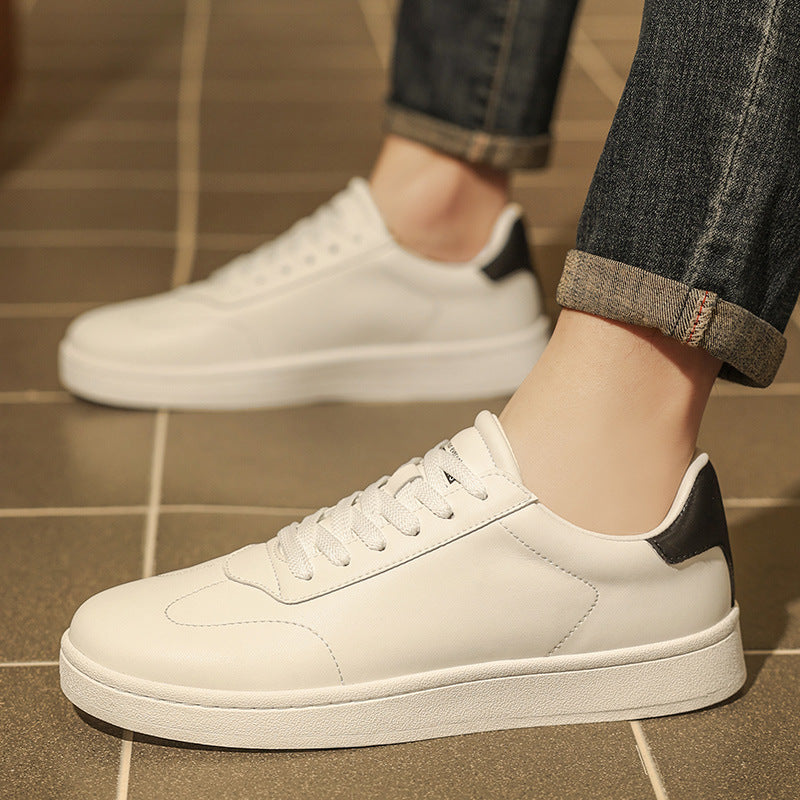 Men’s Trendy Low-Top Lace-Up White Casual Sneakers