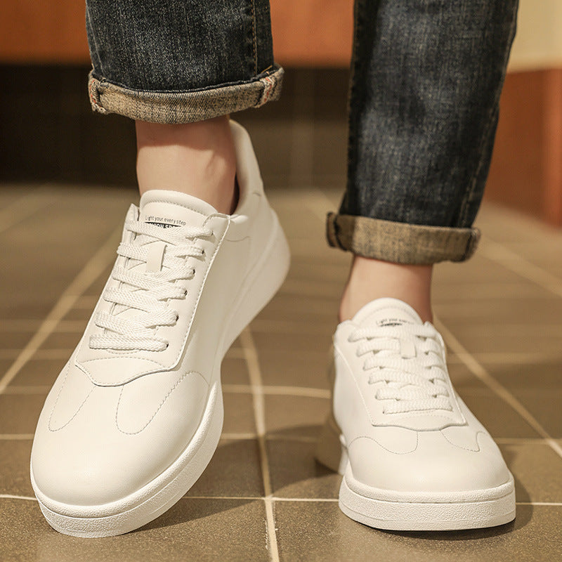 Men’s Trendy Low-Top Lace-Up White Casual Sneakers