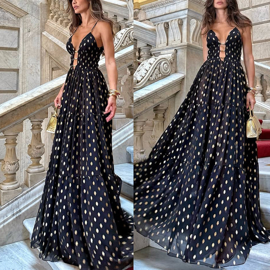 2026 Sling Chiffon Printed Dress - INS Leisure Loose Vacation